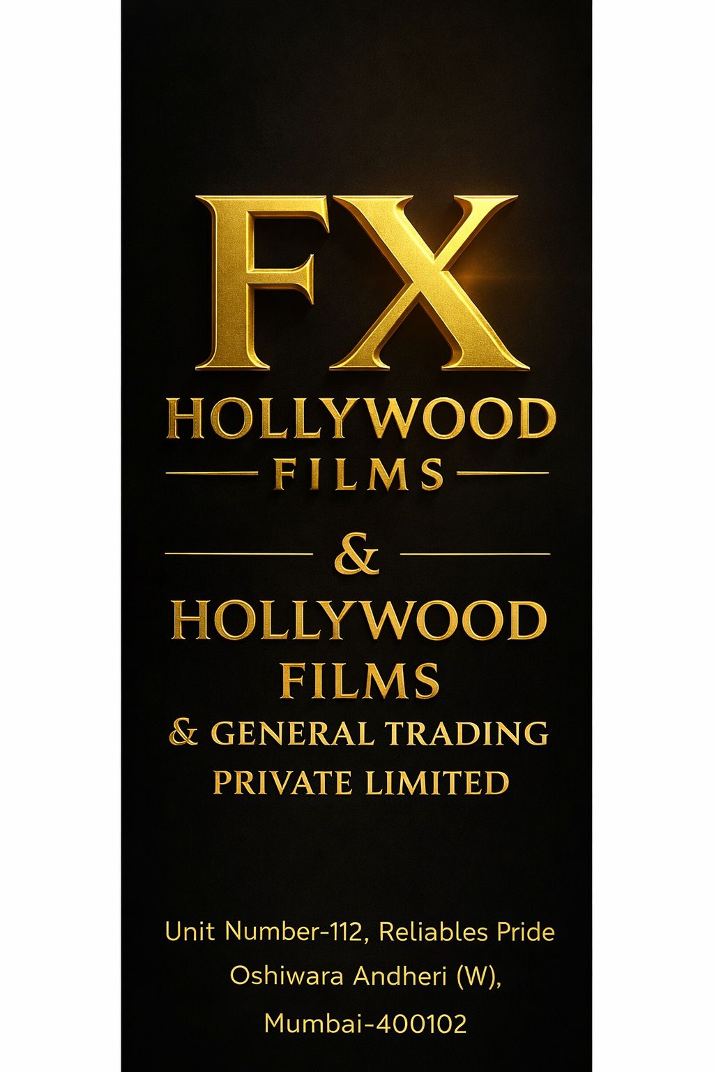 FXHollywood Films vertical brand art in gold lettering