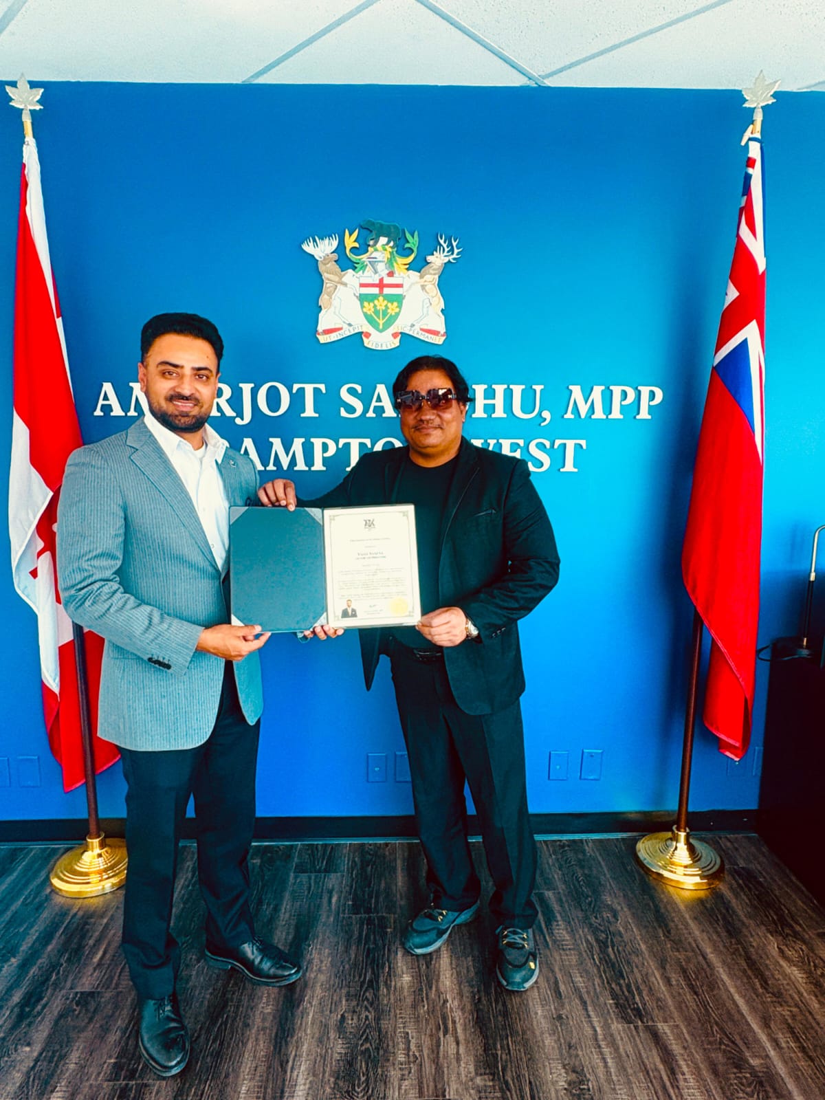 Vijay Saxena with official recognition in Canada